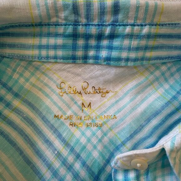 Lilly Pulitzer Blue Plaid Button Down Shirt - Picture 7 of 9